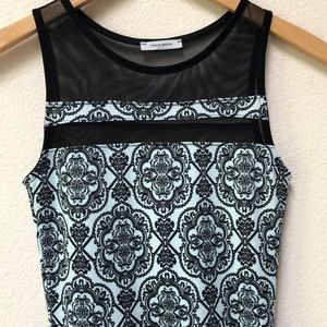 Cherry Mellow Mesh Pattern Mini Dress Turquoise